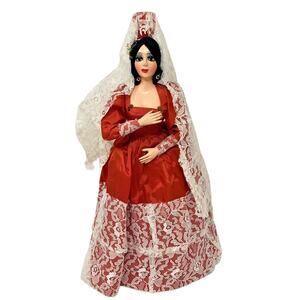 Vintage Spanish Flamenco Dancer Doll Munecos Carselle 12" Dolls in RED Dress
